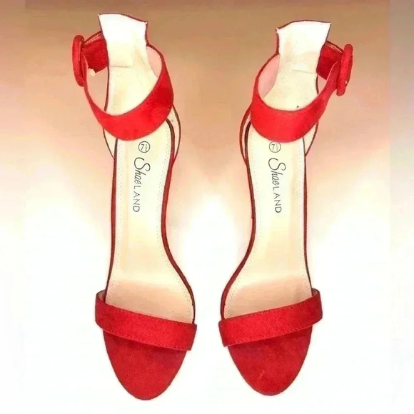 Shoe Land Womens - Ankle Strap Rounded Buckle Open Toe Stiletto Heel Size 7.5 - Picture 2 of 8
